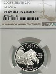 2008 S Silver 25C ALASKA PF 69 ULTRA CAMEO NGC